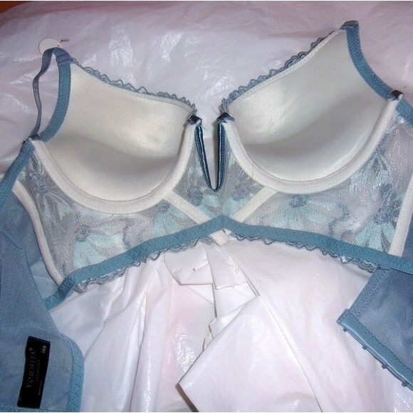Youmita Blue Floral Embroidery Longline 34B Bra NWT - Picture 5 of 9